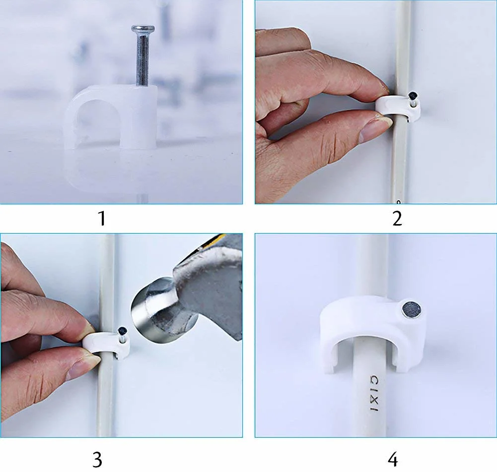 PE/PP Circle 8mm 9mm 10mm 12mm 94V-2 UL Plastic Nylon Wall Round Steel Nail Wire Flat Cable Clips